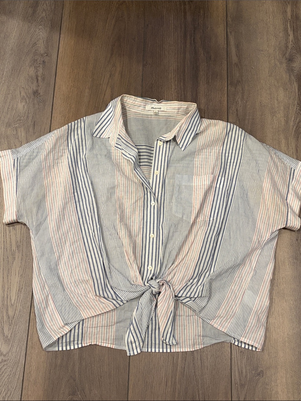 Madewell Striped Button-Front Shirt in Red, White & Blue